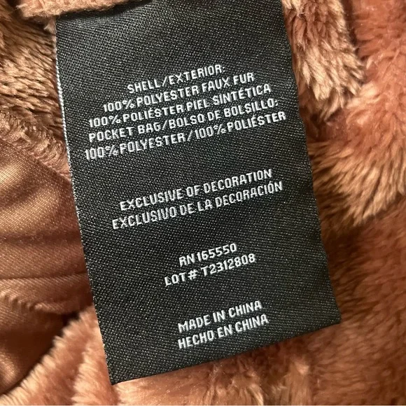 32 Degrees Heat Women's Brown Plush Faux Fur Teddy Zip-Up Jacket Size Large - Picture 6 of 7